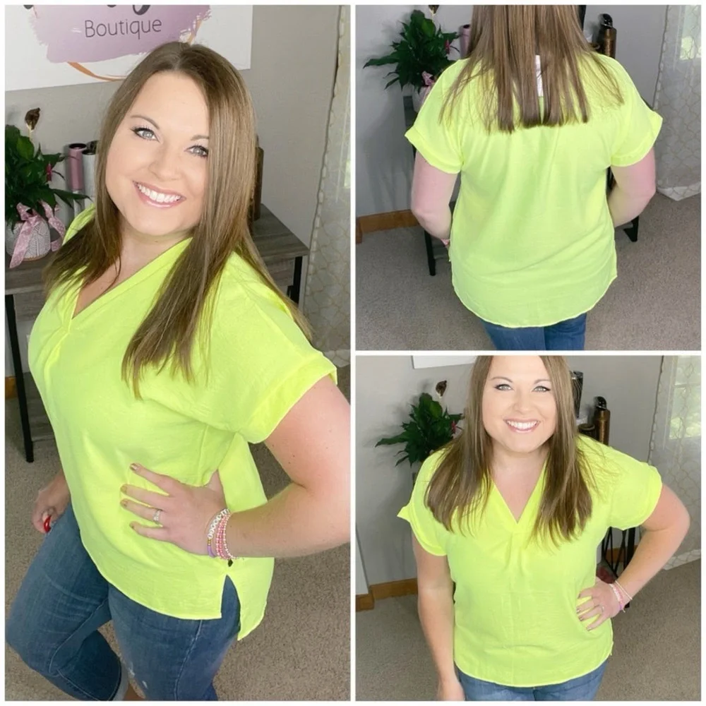 Neon Yellow Dreams Dressy Tee - Picture 2 of 10